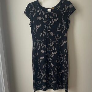 Merona Black and Gray Floral Mini Dress